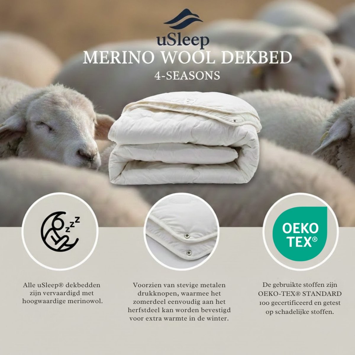 Premium 4-seizoenen dekbed 240x220 extra lang